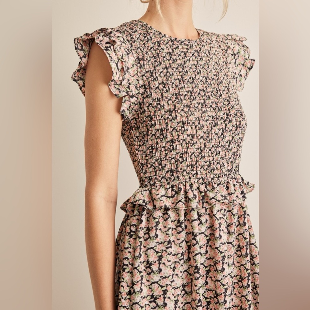 In February Floral Smocked Ruffled Midi Dress - Picture 5 of 5